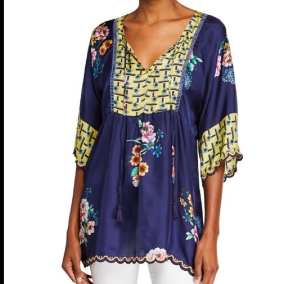 Johnny Was Tops - NWT Johnny Was "Zaline" silk twill easy tunic 2X